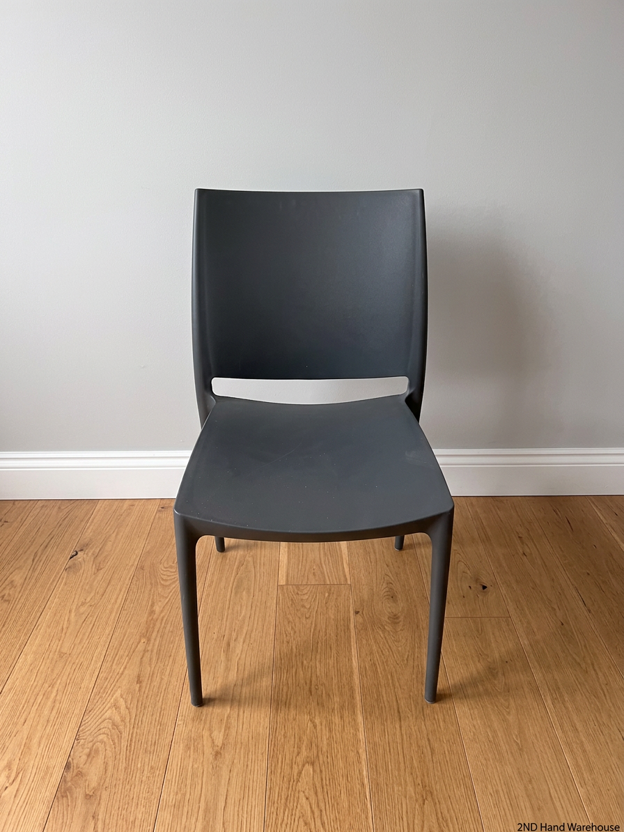 Modern Grey Molded Plastic Dining Chair – styled product image