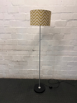 Modern Floor Lamp with Yellow Chevron Shade – back view