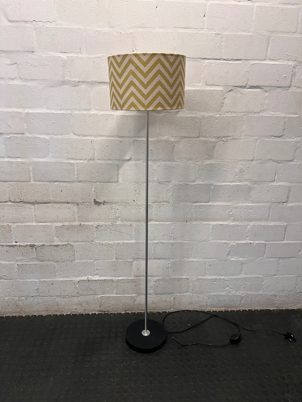 Modern Floor Lamp with Yellow Chevron Shade – top view