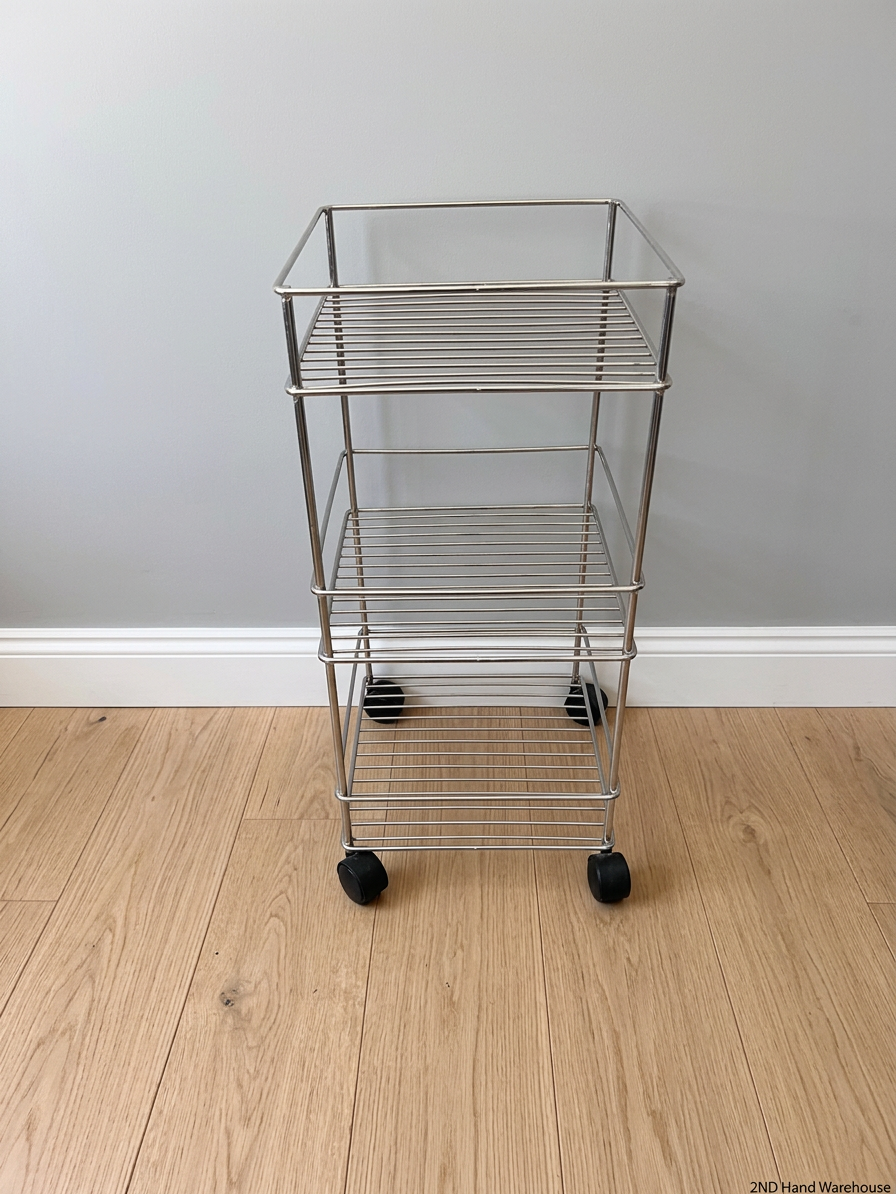 Three-Tier Metal Utility Trolley on Wheels – styled product image