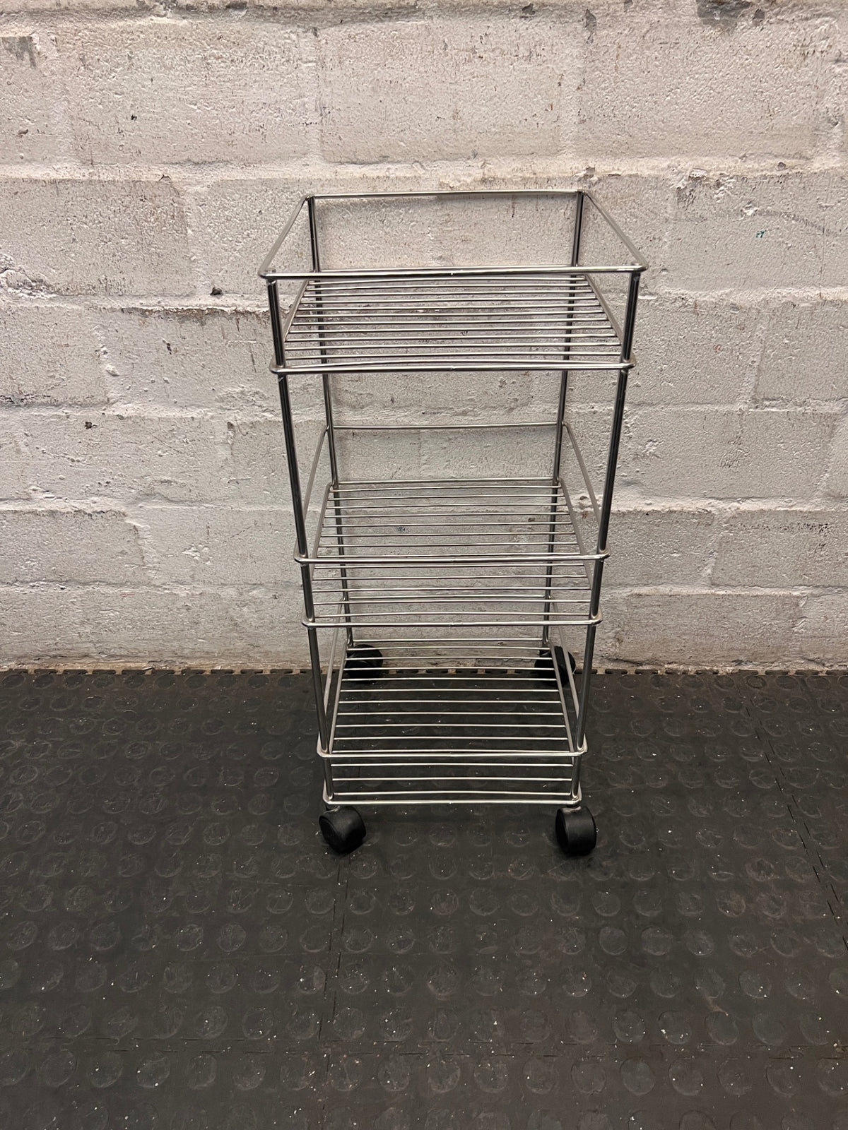 Three-Tier Metal Utility Trolley on Wheels – top view