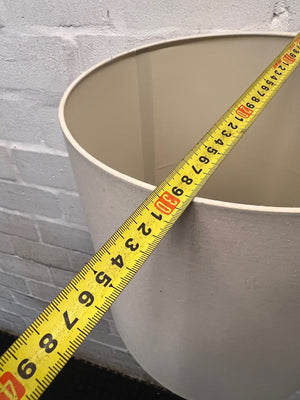 Modern Brushed Metal Floor Lamp with Fabric Drum Shade – width measurement