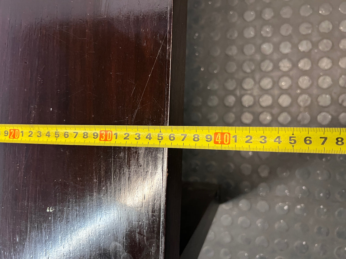 Dark Brown Minimalist Wooden Bench – depth measurement