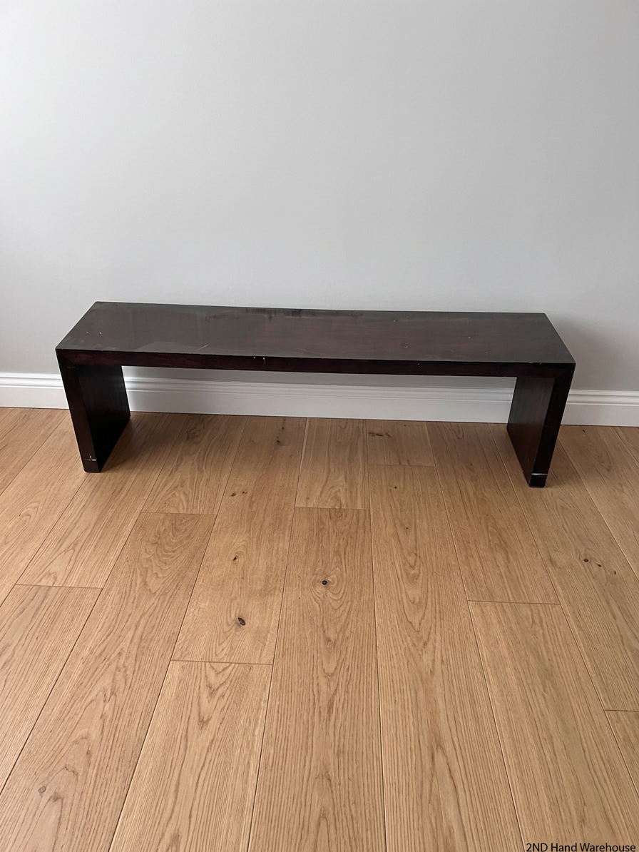 Dark Brown Minimalist Wooden Bench – styled product image