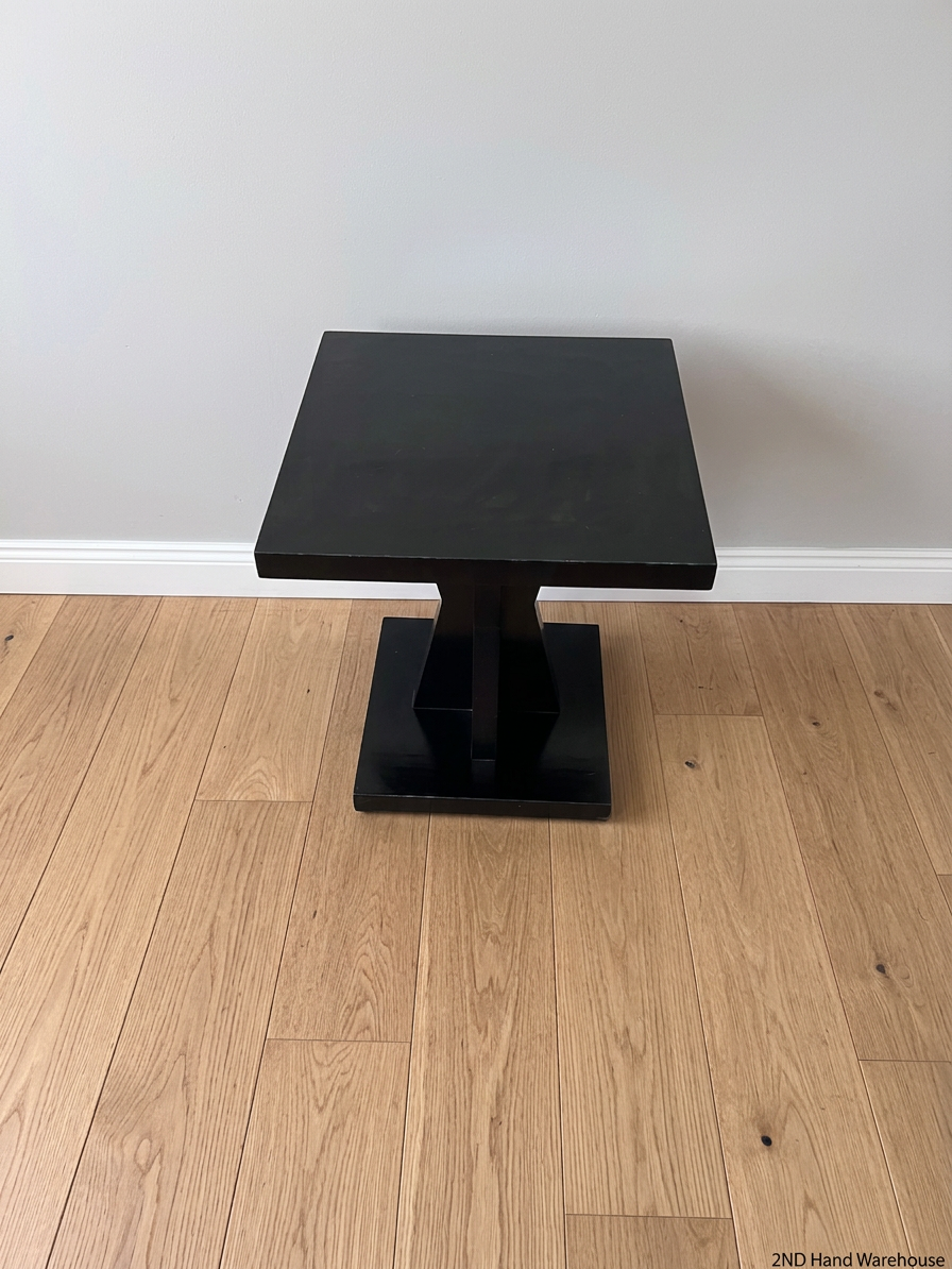 Black Square Pedestal Side Table – styled product image