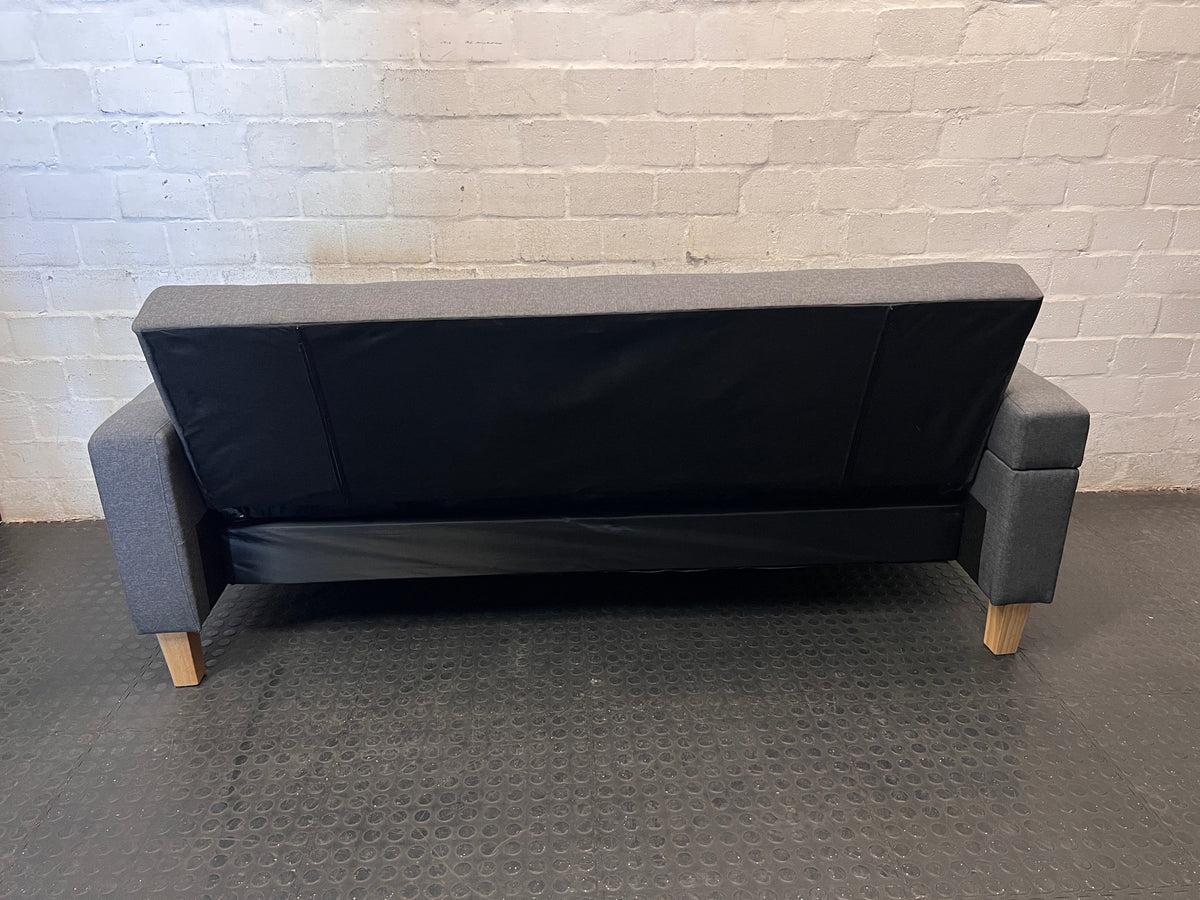 Decofurn Grey Fabric 3 Seater Sleeper Couch – back view