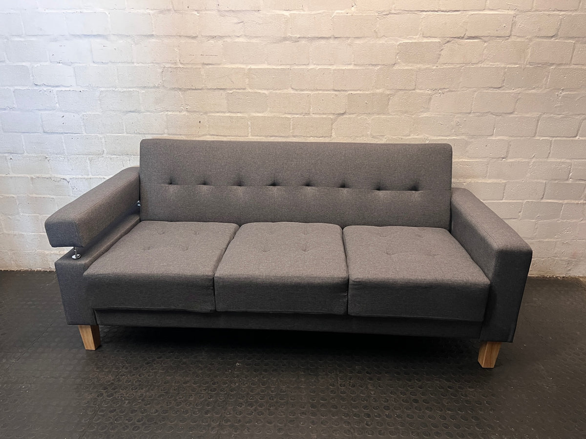 Decofurn Grey Fabric 3 Seater Sleeper Couch – main front view