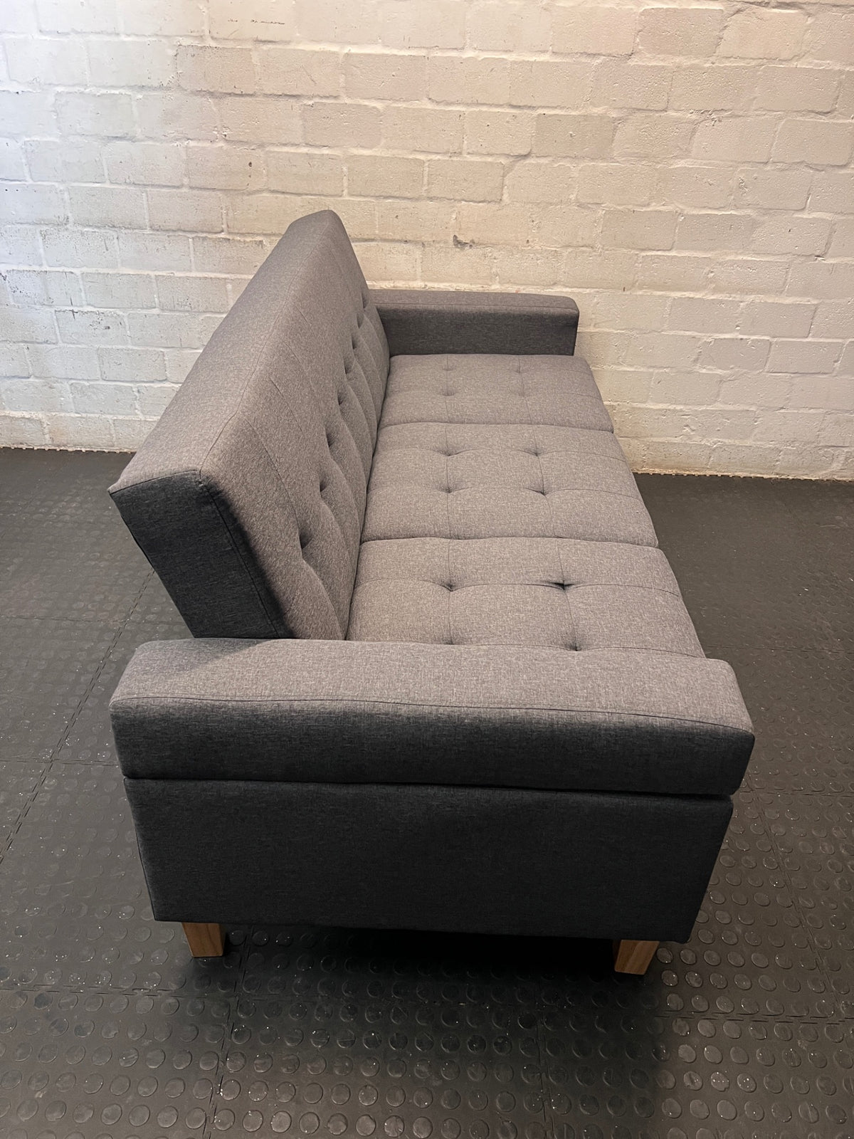 Decofurn Grey Fabric 3 Seater Sleeper Couch – side view