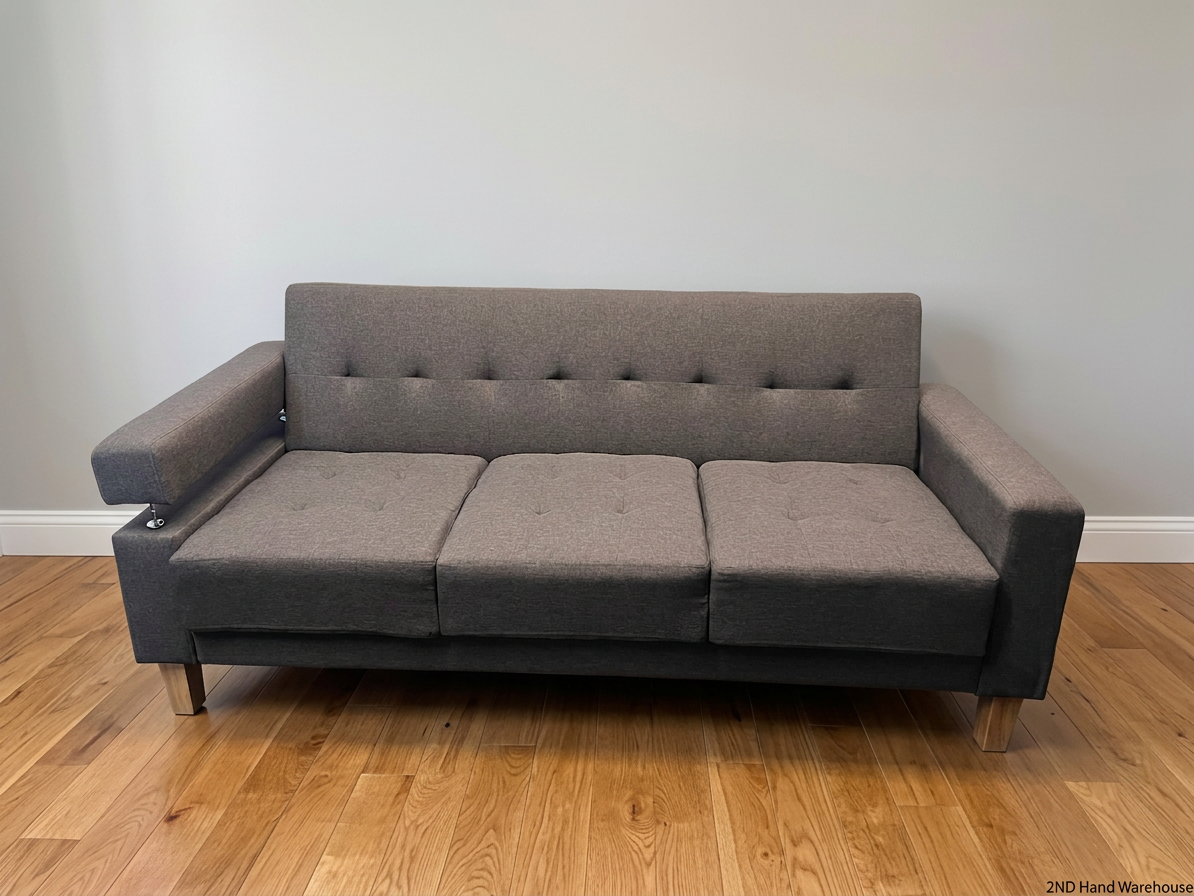Decofurn Grey Fabric 3 Seater Sleeper Couch – styled product image