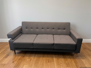 Decofurn Grey Fabric 3 Seater Sleeper Couch – styled product image