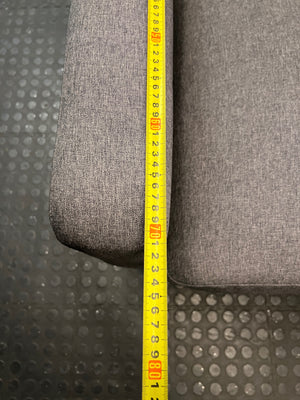 2 Seater Grey Fabric Couch with Beech Wood Legs – depth measurement