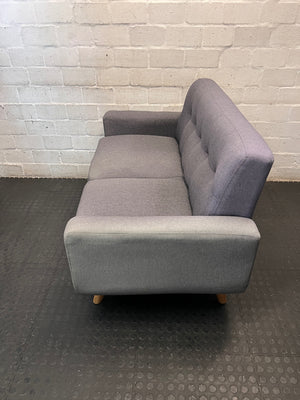2 Seater Grey Fabric Couch with Beech Wood Legs – side view