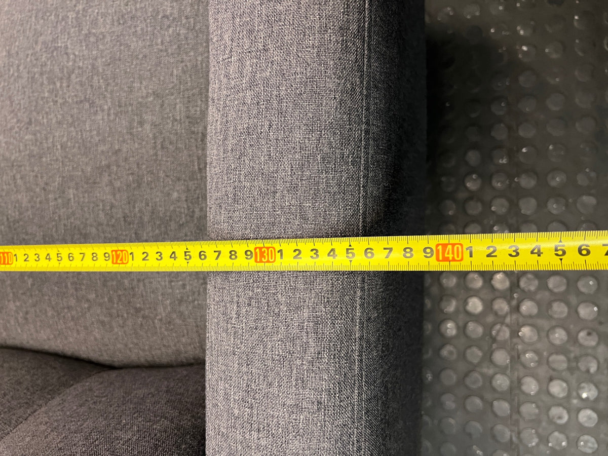 2 Seater Grey Fabric Couch with Beech Wood Legs – width measurement