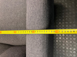 2 Seater Grey Fabric Couch with Beech Wood Legs – width measurement