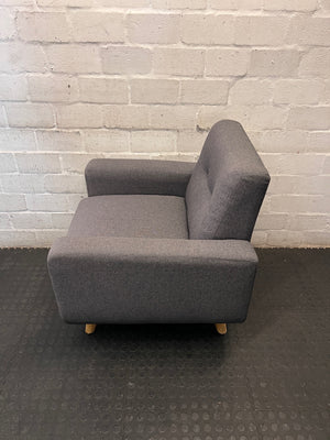 Upholstered Dark Grey Armchair with Beech Wood Legs – side view