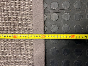 Grey Textured Flat-Weave Area Rug with Fabric Border – height measurement