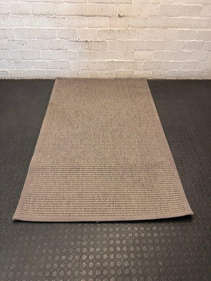 Grey Textured Flat-Weave Area Rug with Fabric Border – main front view