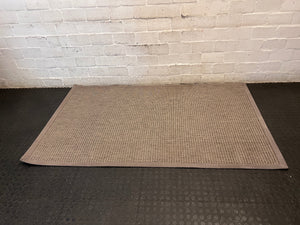 Grey Textured Flat-Weave Area Rug with Fabric Border – side view