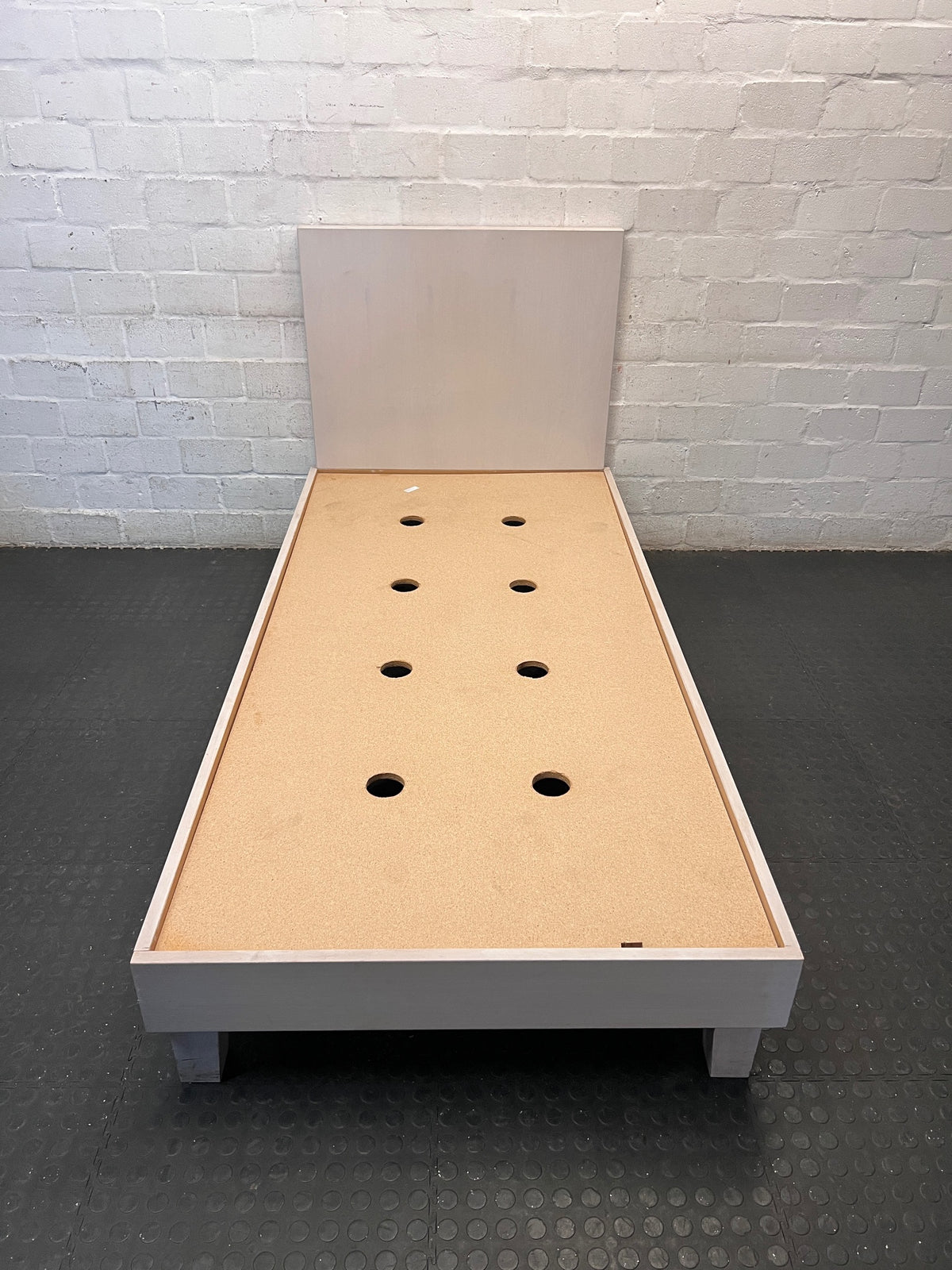 Minimalist Light Brown Single Bed Frame – top view