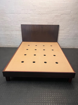 Dark Brown Queen Bed Frame with Solid Headboard – top view