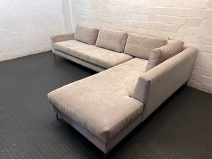 Grey L-Shape Corner Couch with Metallic Legs – side view