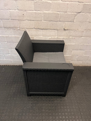 Charcoal Grey Wicker-Style Outdoor Chair with Cushion – top view