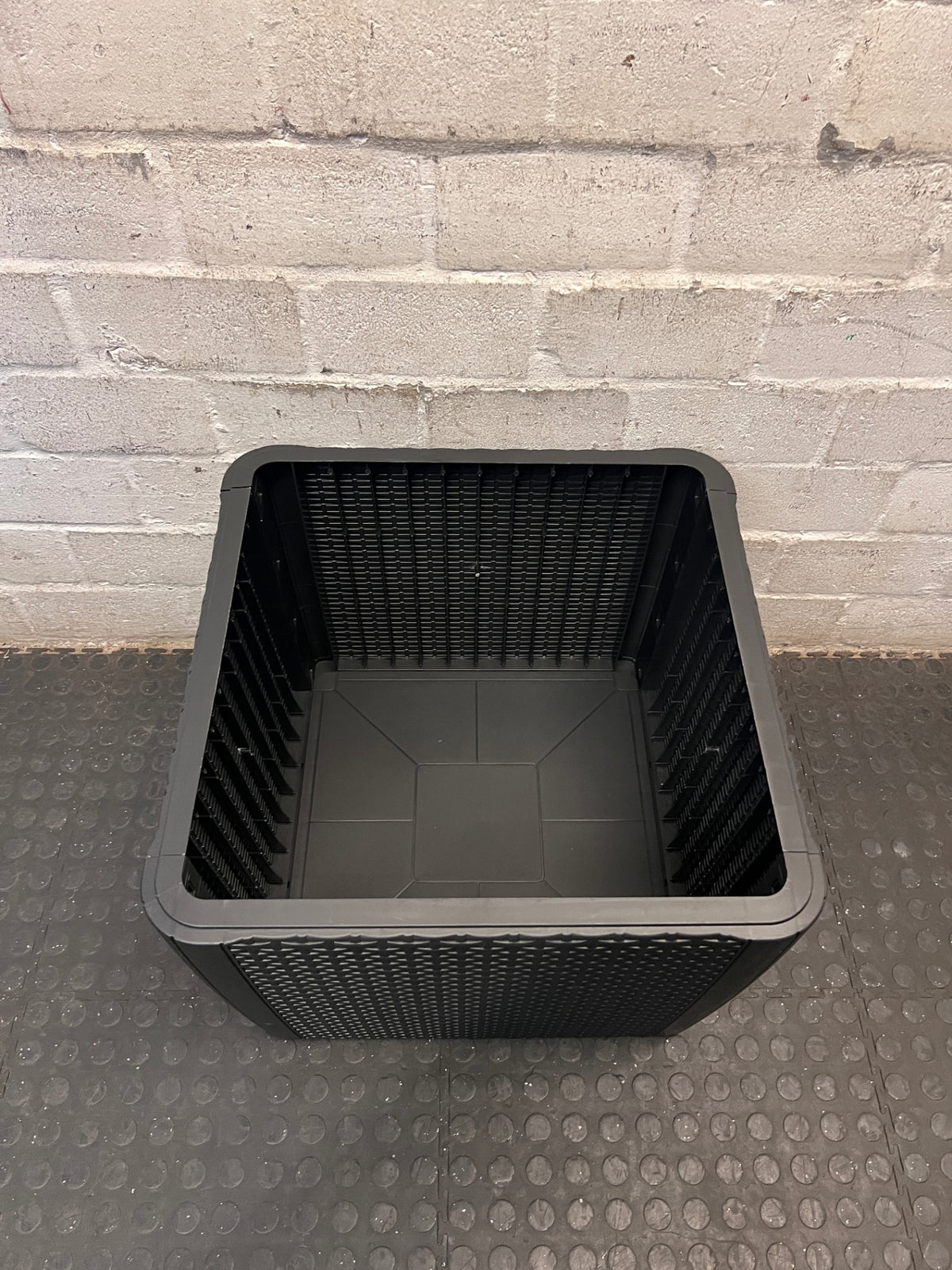 Square Wicker-Style Synthetic Outdoor Table – back view