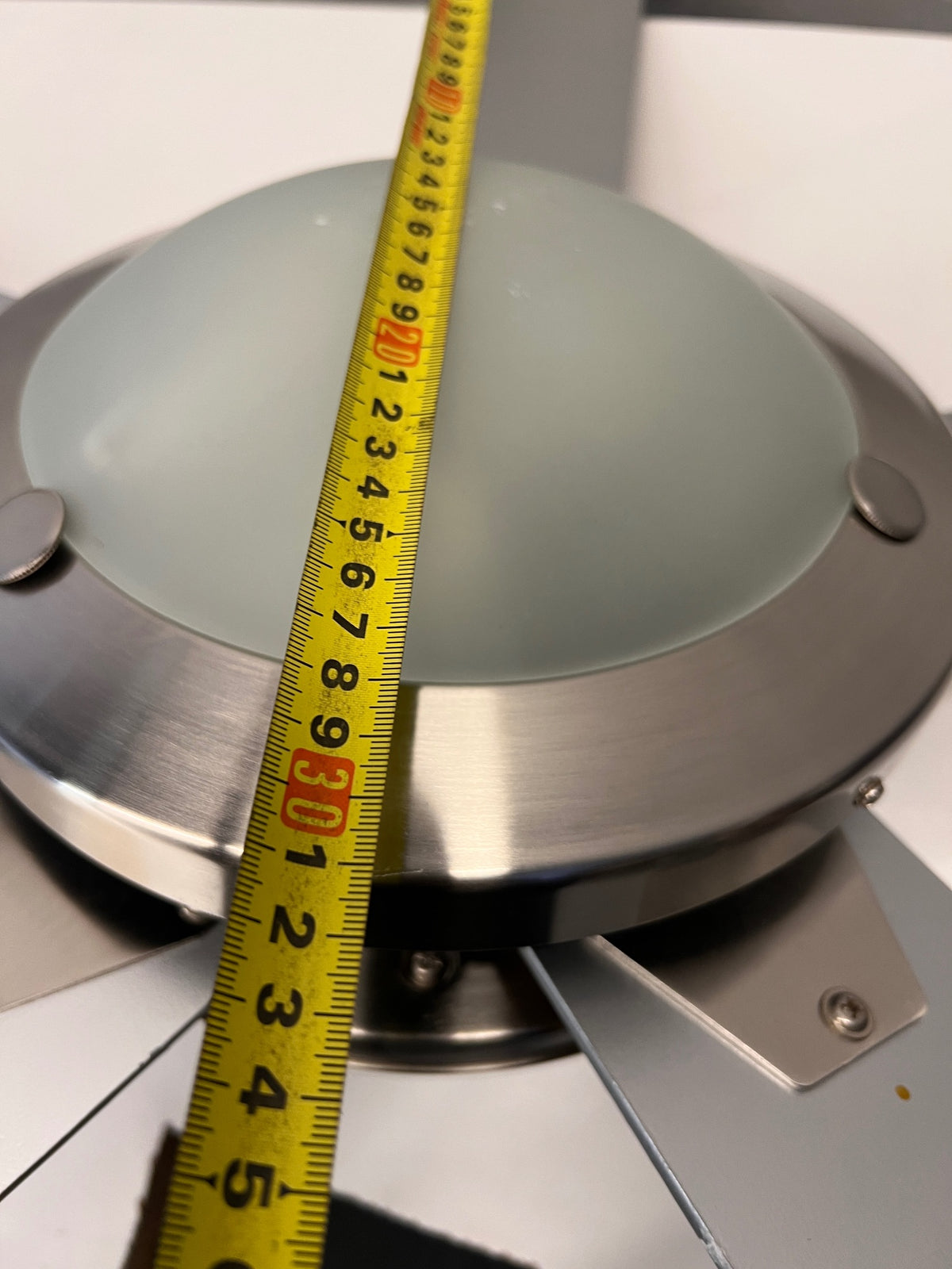 Silver 4-Blade Ceiling Fan with Integrated Light – height measurement