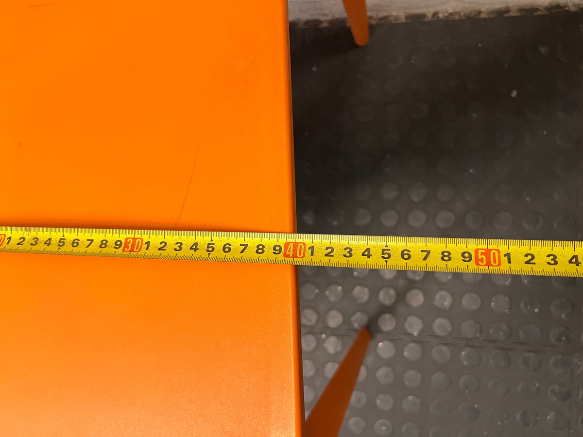 Modern Vibrant Orange Moulded Plastic Chair – depth measurement