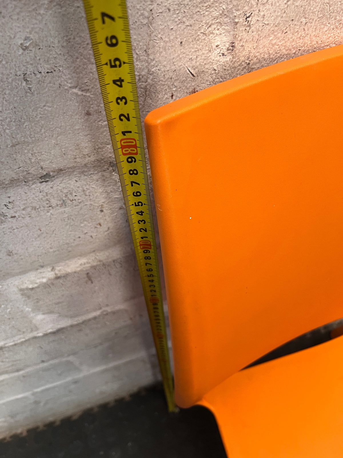 Modern Vibrant Orange Moulded Plastic Chair – height measurement