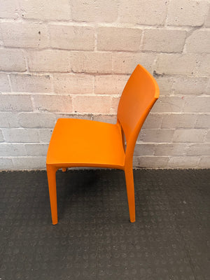 Modern Vibrant Orange Moulded Plastic Chair – side view