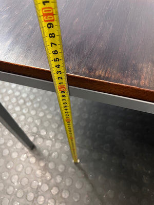 Square Dark Wood-Finish Side Table with Grey Metal Frame – height measurement