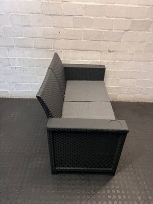 Charcoal Grey Wicker 2 Seater Outdoor Couch – back view
