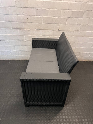 Charcoal Grey Wicker 2 Seater Outdoor Couch – side view
