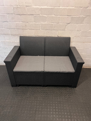Charcoal Grey Wicker 2 Seater Outdoor Couch – top view