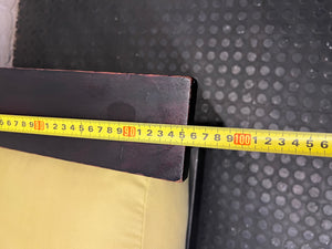 Dark Timber Armchair with Yellow Cushions – depth measurement