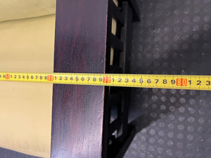 Dark Timber Armchair with Yellow Cushions – width measurement