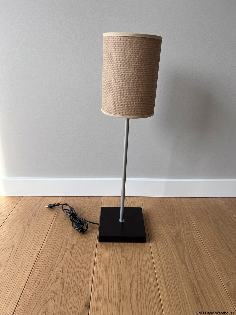 Modern Table Lamp with Woven Texture Shade – styled product image