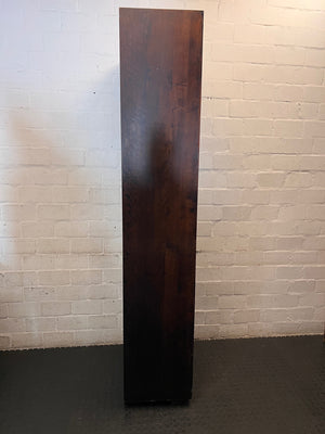 Tall Wooden Display Unit with Glass Shelves – back view