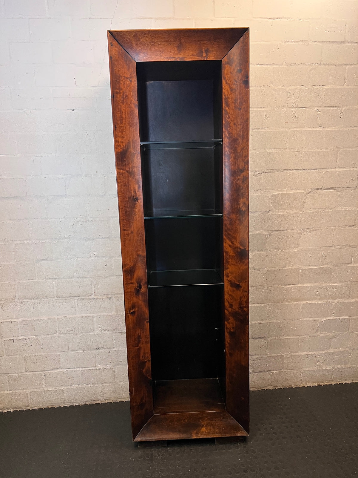Tall Wooden Display Unit with Glass Shelves – main front view