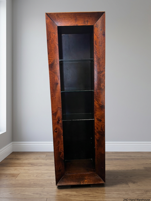 Tall Wooden Display Unit with Glass Shelves – styled product image