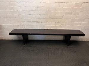 Large Dark Wood Minimalist Bench – condition detail