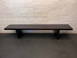 Large Dark Wood Minimalist Bench – main front view