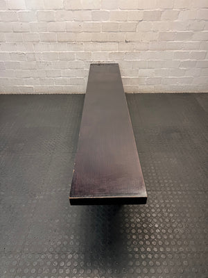 Large Dark Wood Minimalist Bench – top view