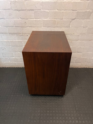 Brown Wooden TV Unit with Open Shelving and Drawer – condition detail