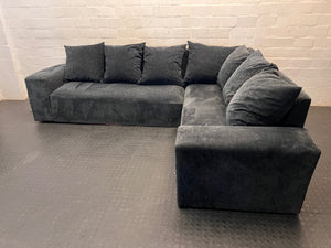 Grey Fabric L-Shape Sectional Couch – side view