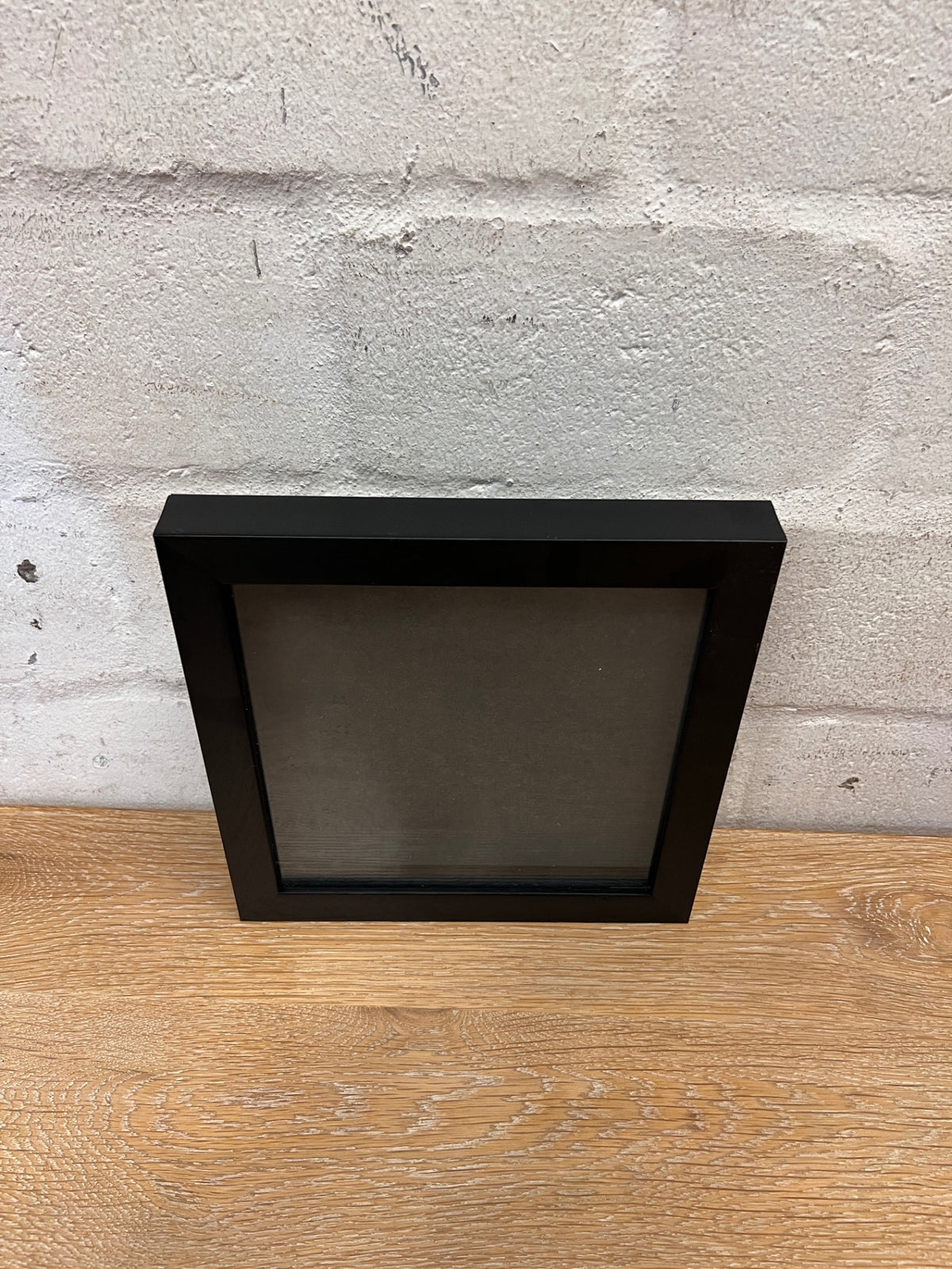 Square Black Wood-Grain Texture Picture Frame – back view