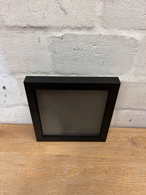 Square Black Wood-Grain Texture Picture Frame – back view