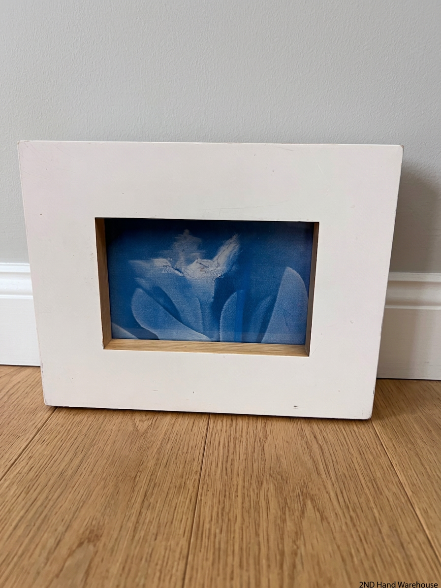 White Rectangular Picture Frame with Wooden Inner Edge – styled product image
