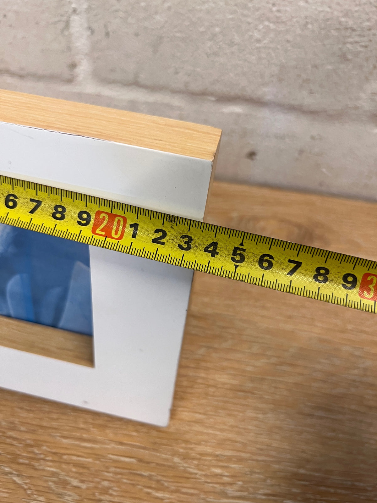 White Rectangular Picture Frame with Wooden Inner Edge – width measurement